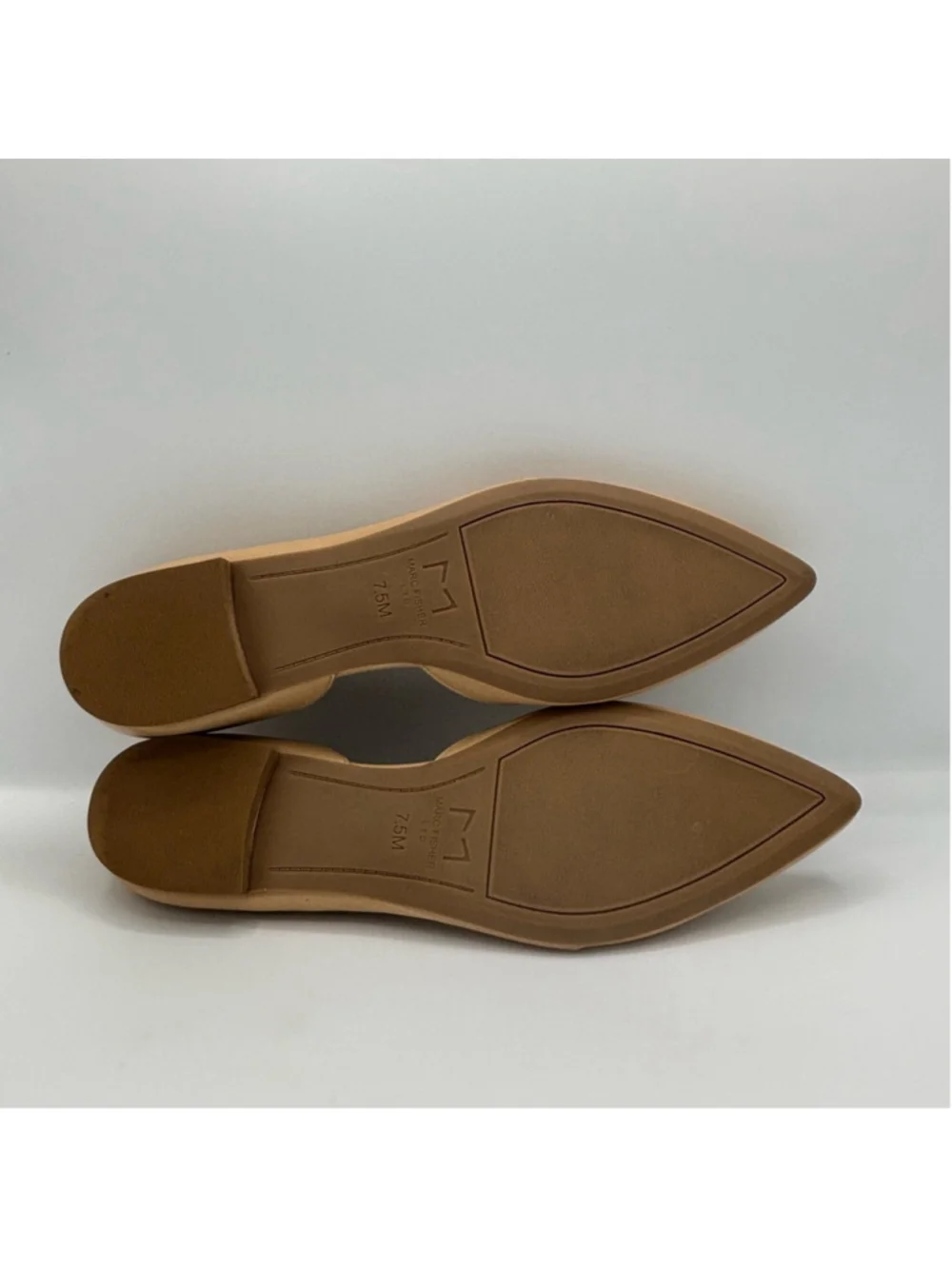 MARC FISHER Sunny Half D'orsay Flat In Beige Leather Size 7.5